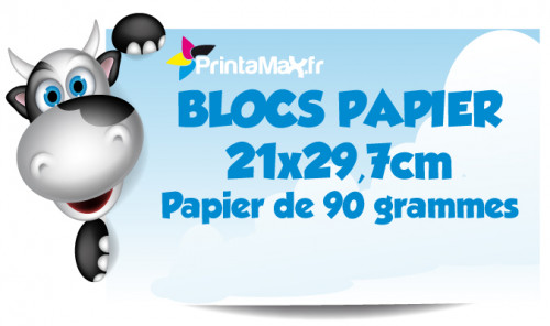 Blocs papier 21x29,7 cm. Papier de 90 grammes. Impression couleur